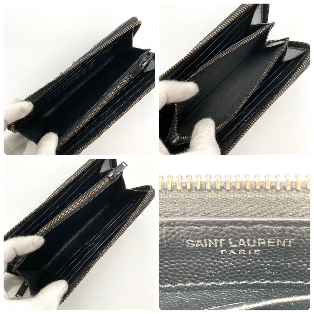 マロ✨サンローランパリ 長財布 カサンドラ 黒 キャビアスキン Vステッチ