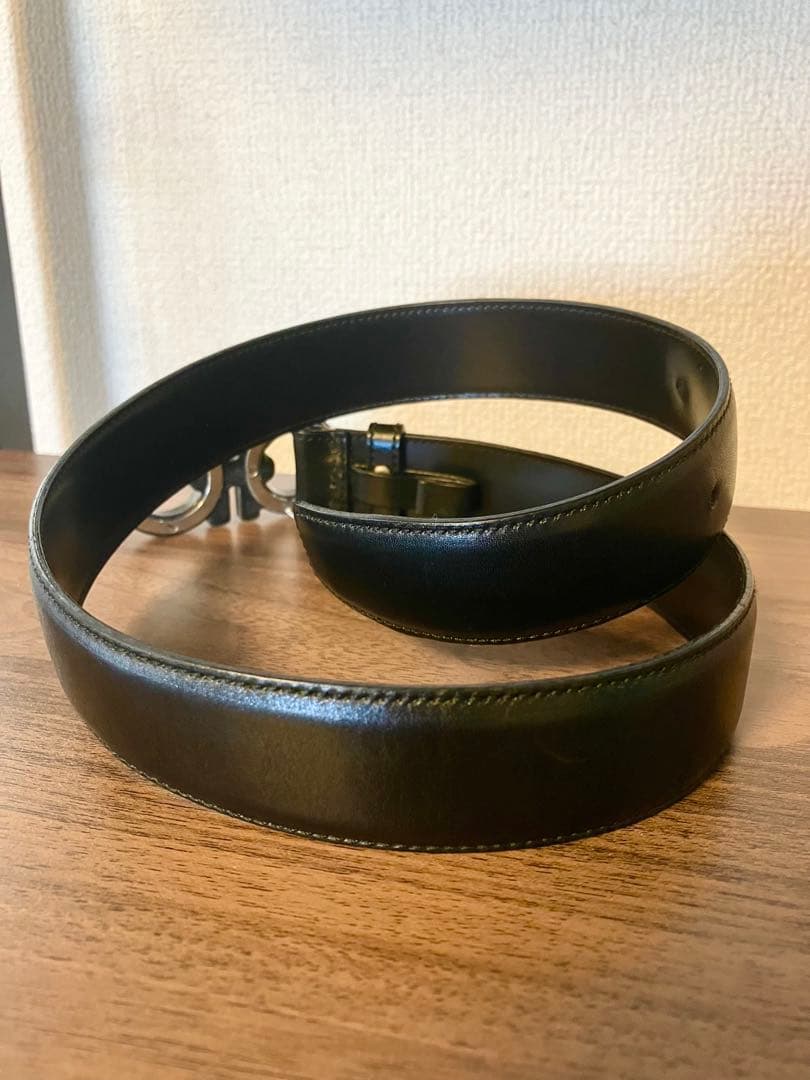 フェラガモ　ブラック ベルト ダブルガンチーニ　レザー