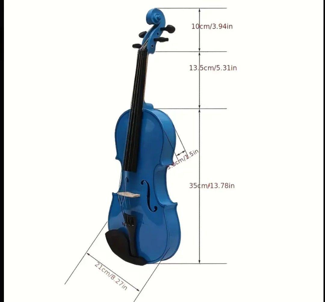 【モンジエ】 V10 バイオリン本体と弓、ケース付き　青色(写真3.4)