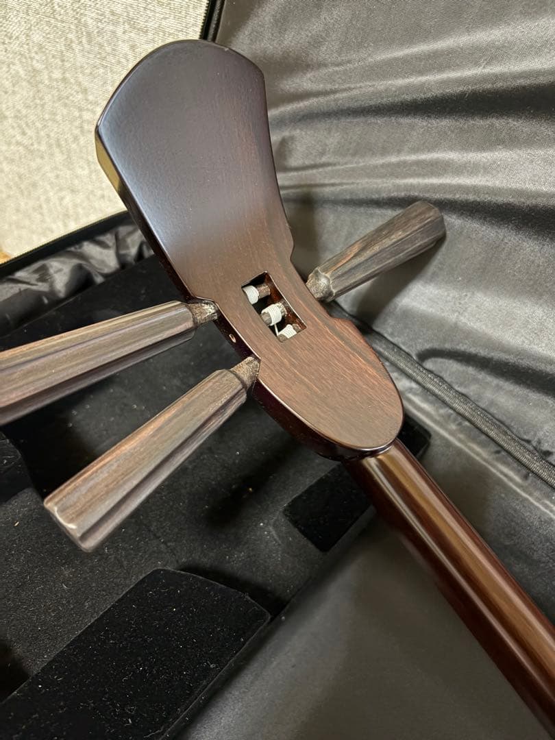 MMY　【未使用・美品】宮古木工芸　高級三線老舗　蛇本革フルセット　縞黒壇