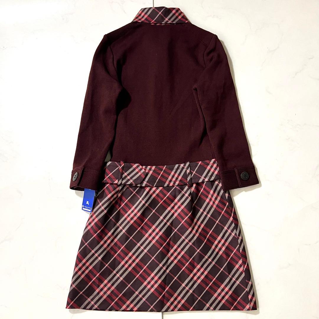 未使用タグ付 バーバリーブルーレーベル ワンピース ノバチェック ベルト ニット