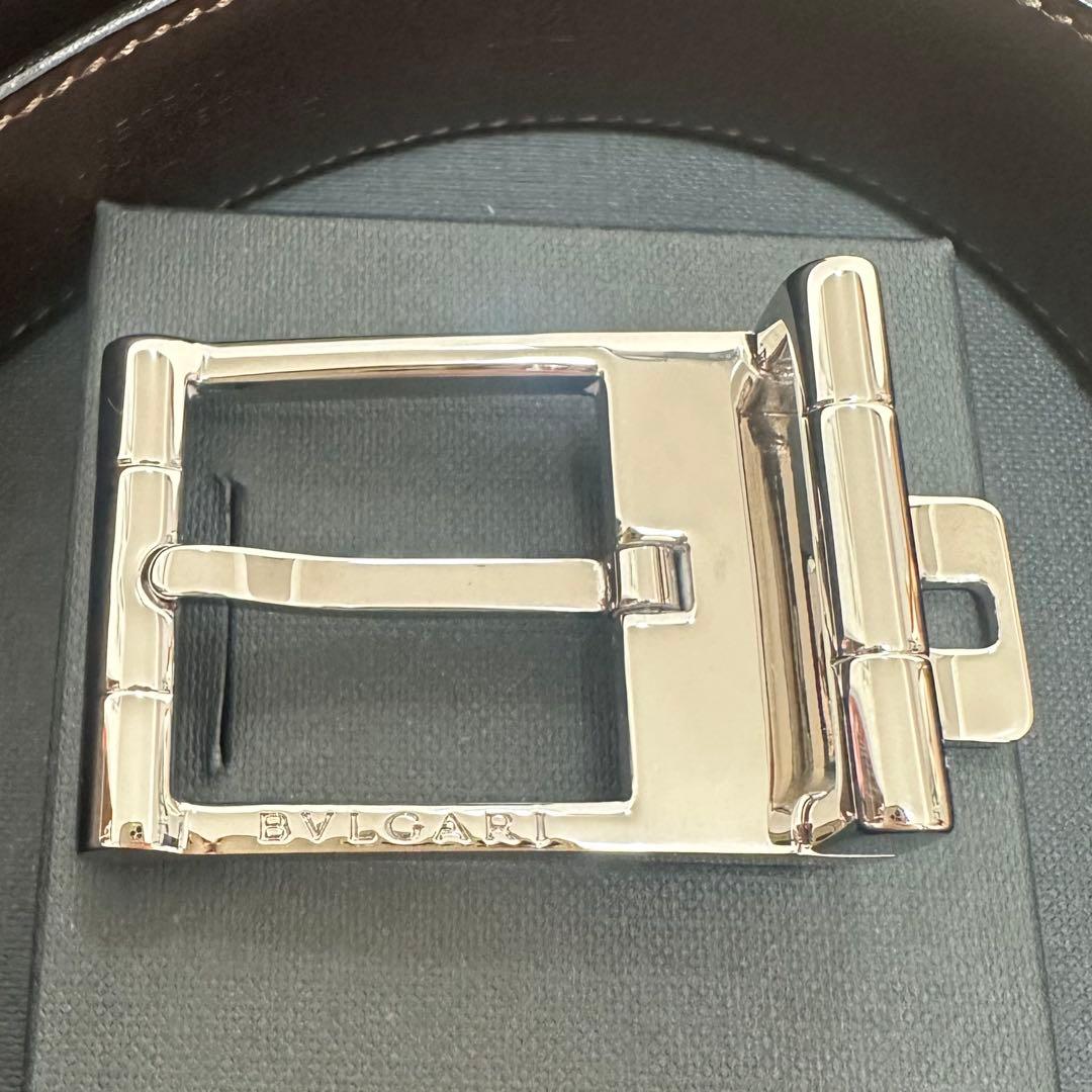箱付未使用✨ブルガリ ベルト 本革 シルバー金具 メンズ 紳士 ビジネス 付属品