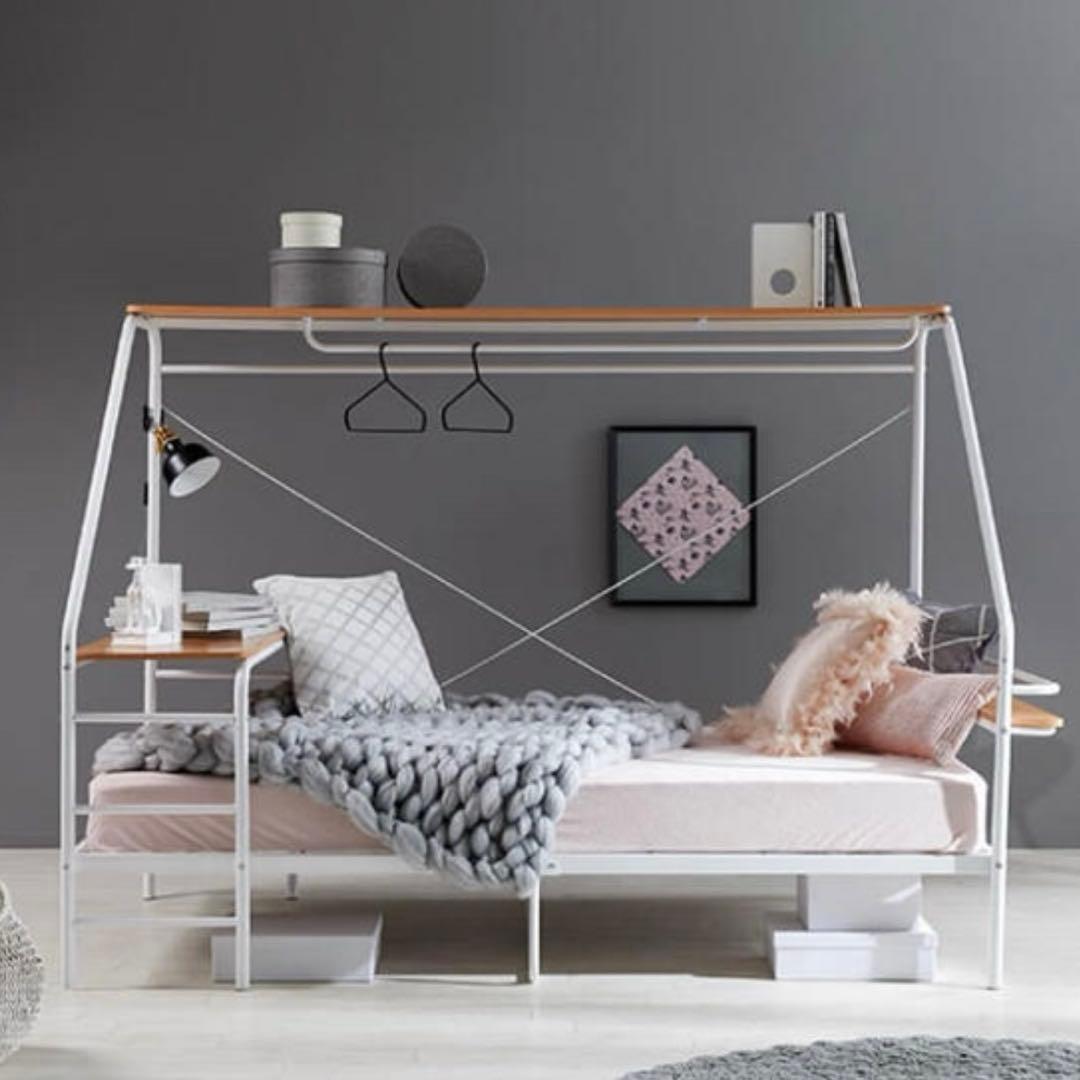 システムベッド デスク付 充電ポート ベッドフレーム 巣ごもりベッド