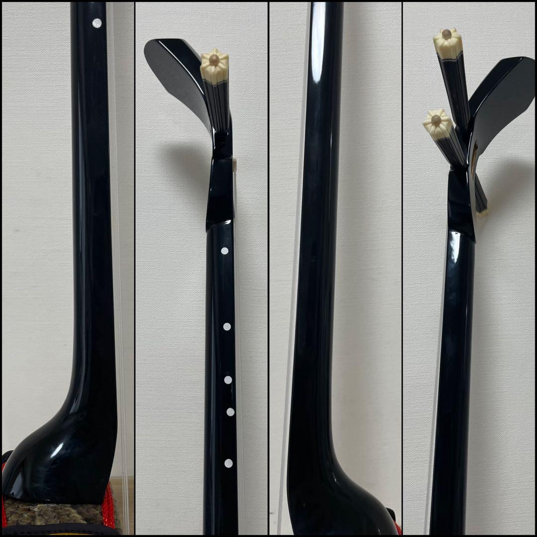 ★美品★ 沖縄三線 本蛇皮 三味線 胴巻き 和楽器　本蛇革