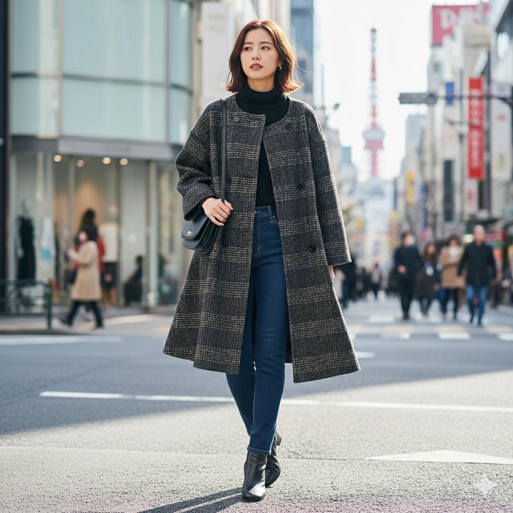 美品✨スピックアンドスパン Wスライバー ノーカラー チェック