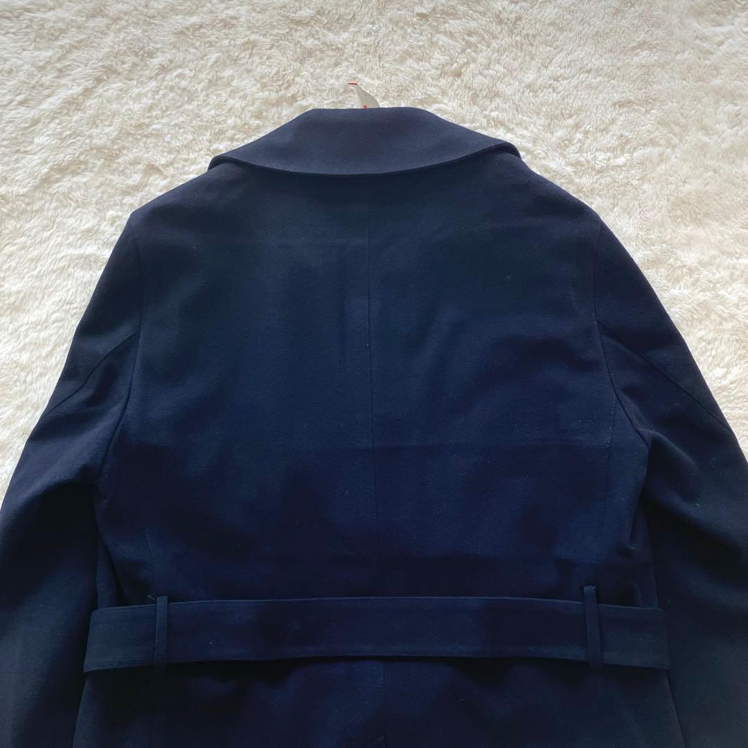 シップス ロロピアーナ ウール ステンカラー ベルテッドコート ネイビー S