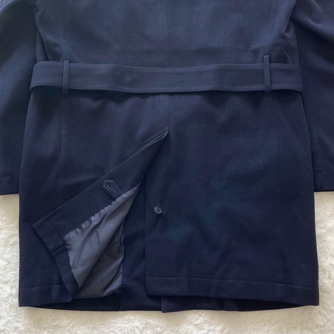 シップス ロロピアーナ ウール ステンカラー ベルテッドコート ネイビー S