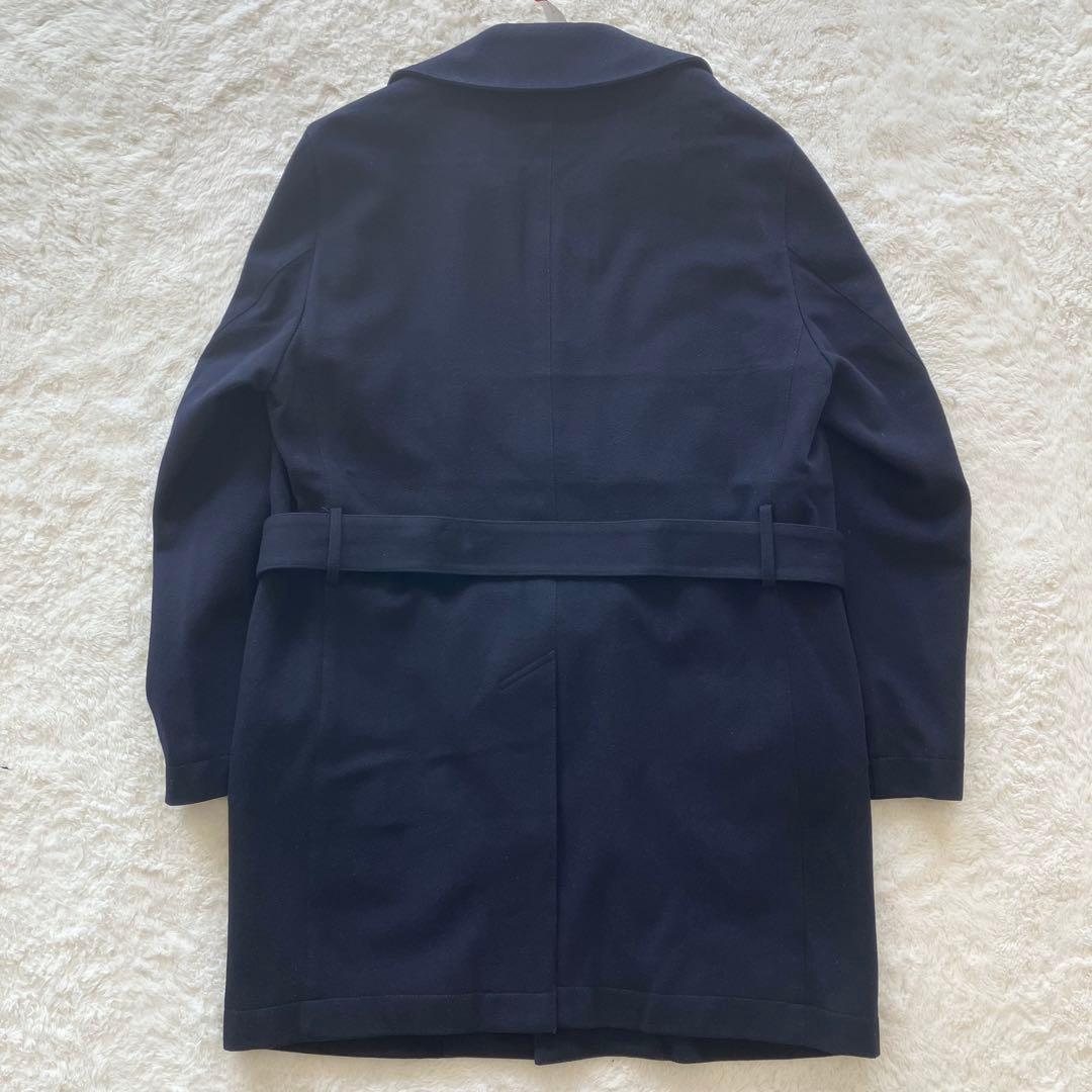 シップス ロロピアーナ ウール ステンカラー ベルテッドコート ネイビー S
