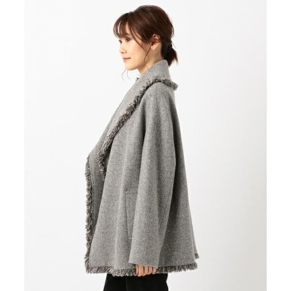 美品 23区×MOESSMER ヘリンボーンツイードコート グレーブラウン系