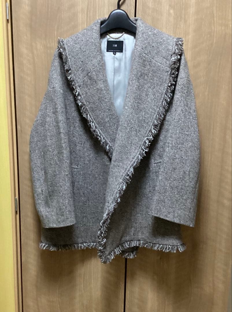 美品 23区×MOESSMER ヘリンボーンツイードコート グレーブラウン系