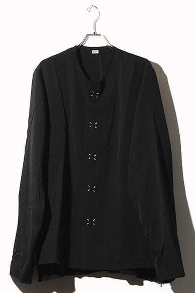 24FW KHOKI ノーカラー フリンジ ウールジャケット 2 ブラック - メルカリ