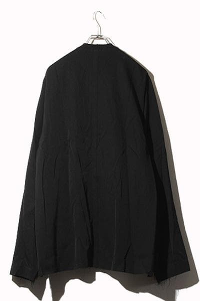 24FW KHOKI ノーカラー フリンジ ウールジャケット 2 ブラック - メルカリ