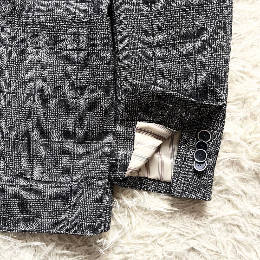 <美品>LARDINI ネイビー ウール フラックス ジャケット サイズ44