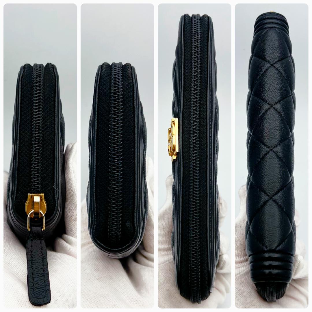 箱無し限定価格！ボーイシャネル マトラッセ 黒 長財布 正規保証2800.