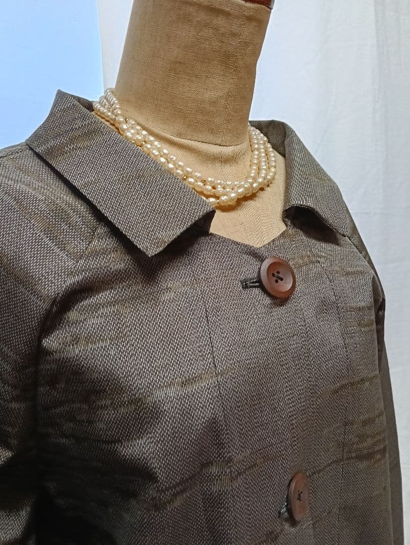 着物リメイク　ワンピース　ロング　コート　紬