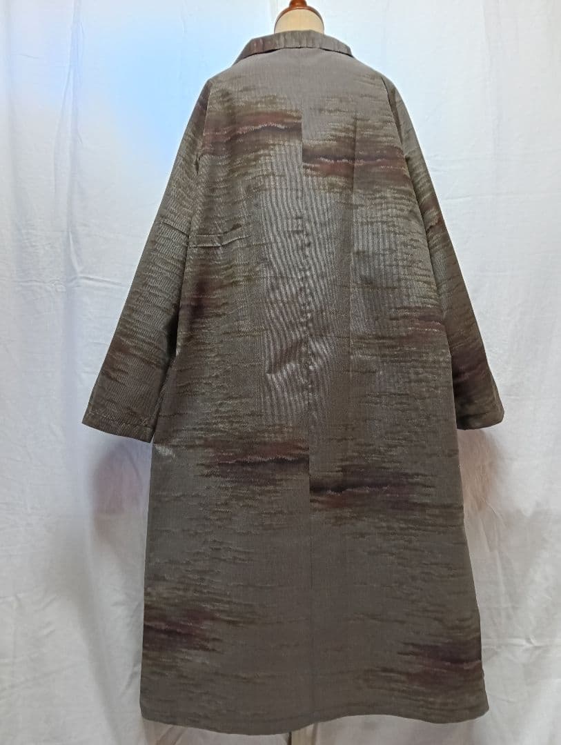 着物リメイク　ワンピース　ロング　コート　紬