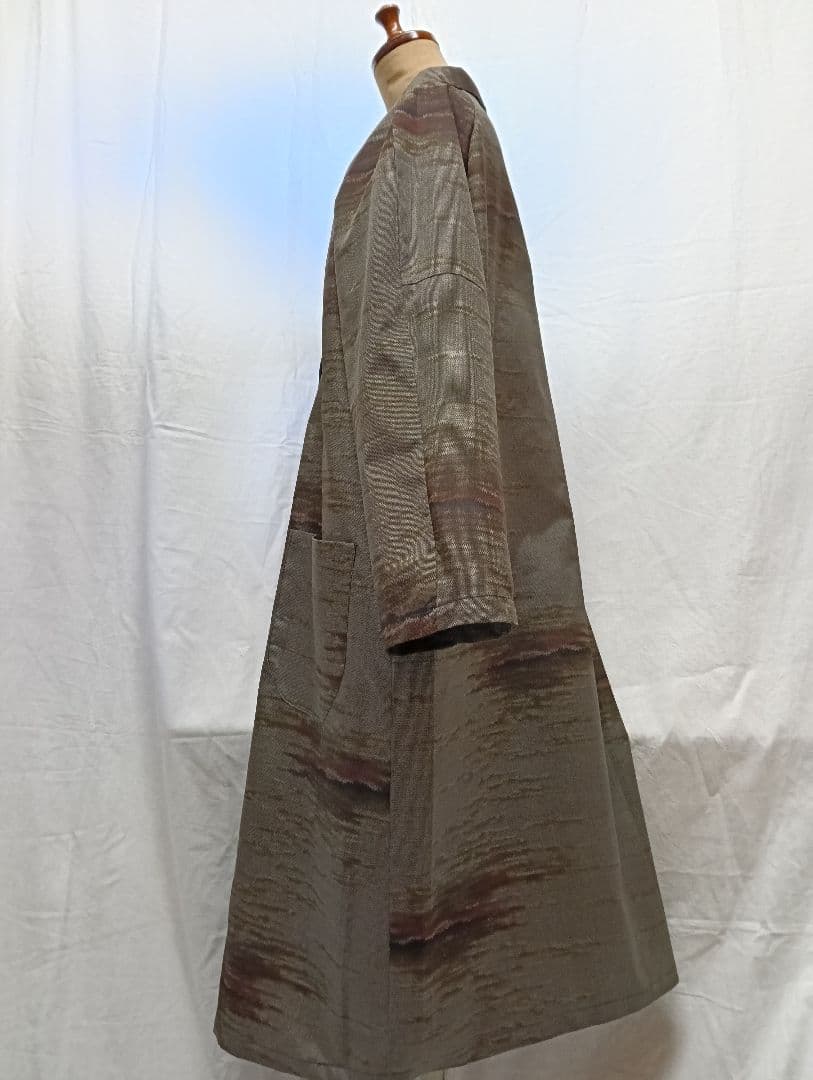 着物リメイク　ワンピース　ロング　コート　紬