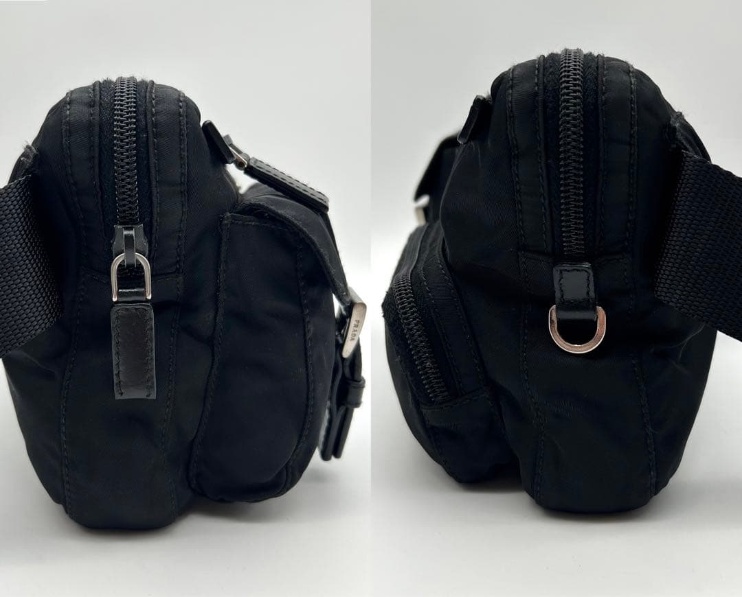 【極美品 】PRADA ウエストバッグ ナイロン ボディバッグ 三角プレー 黒