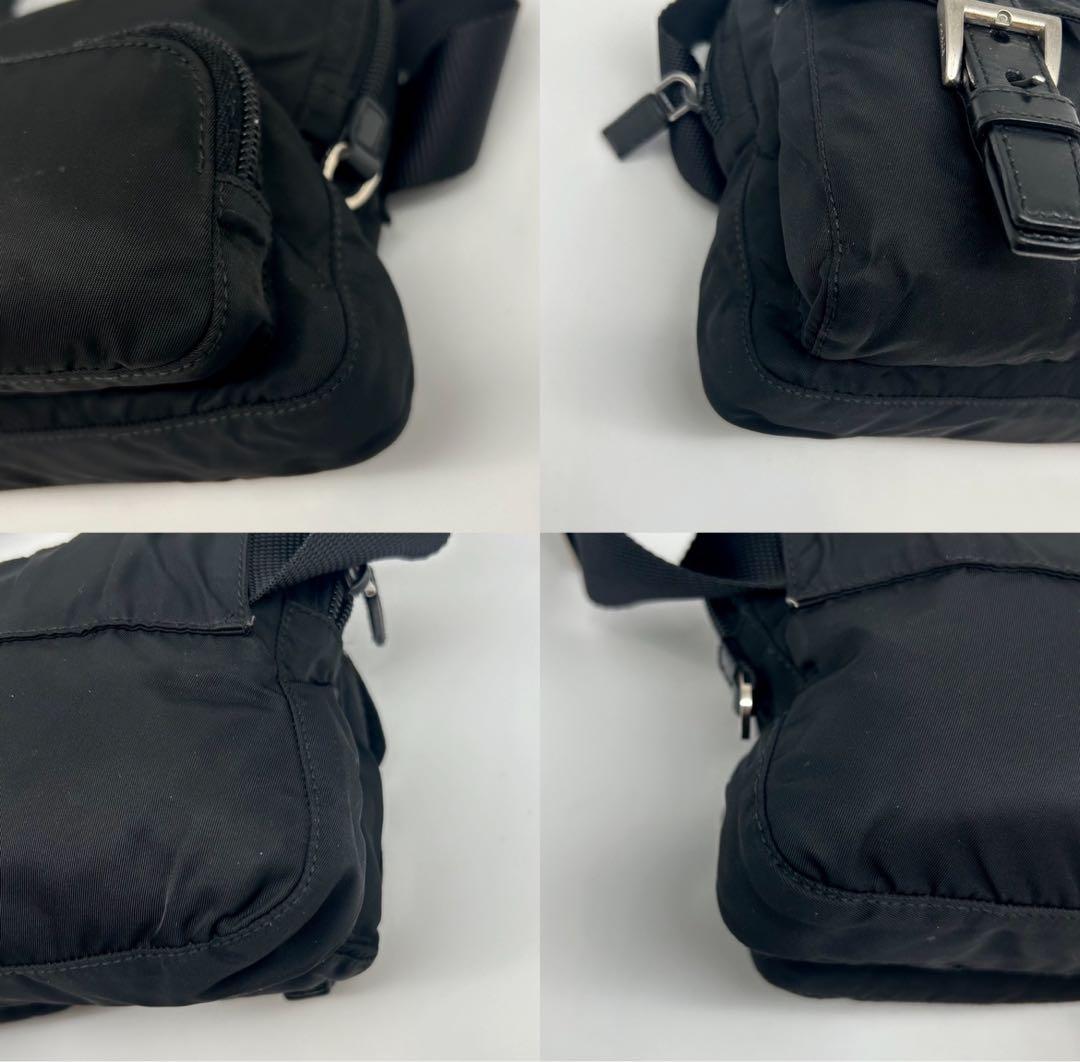 【極美品 】PRADA ウエストバッグ ナイロン ボディバッグ 三角プレー 黒