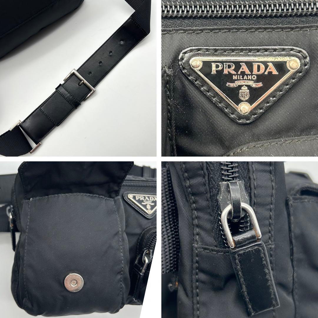 【極美品 】PRADA ウエストバッグ ナイロン ボディバッグ 三角プレー 黒