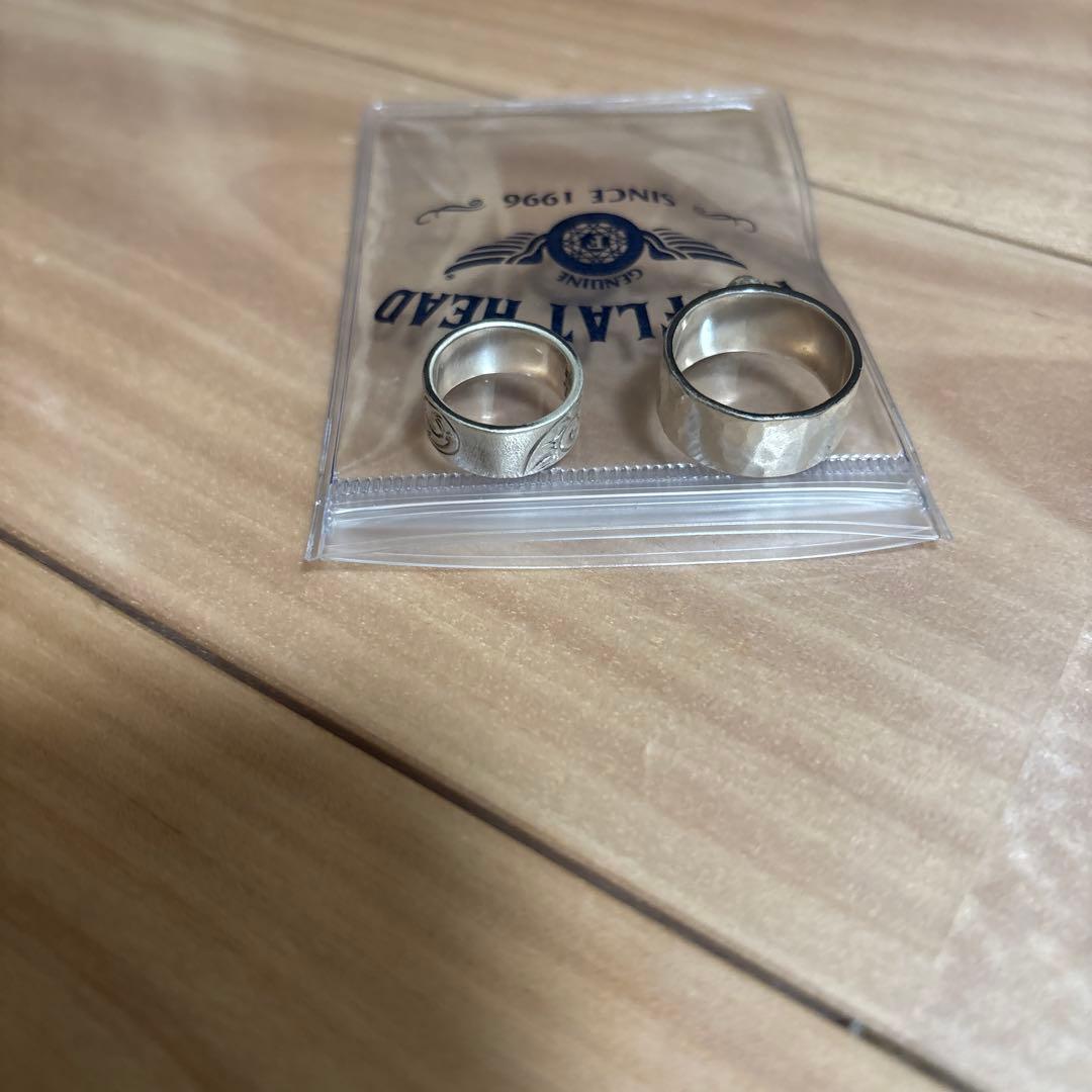 限界価格。フラットヘッドシルバーリングセット&バンダナ - メルカリ