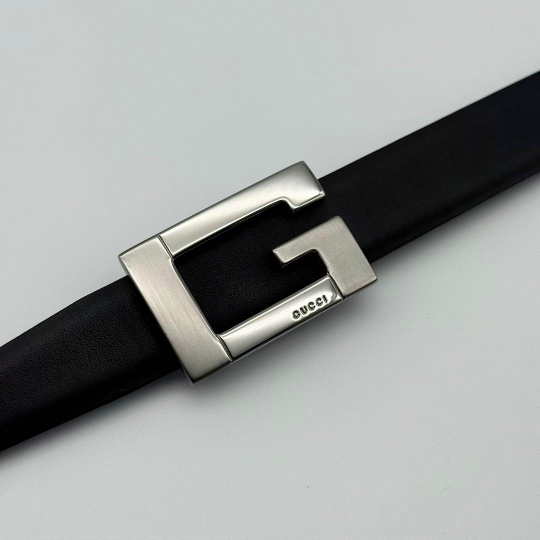 ✨極美品✨グッチ ベルト レザー シルバー金具 Gバックル レディース ビジネス