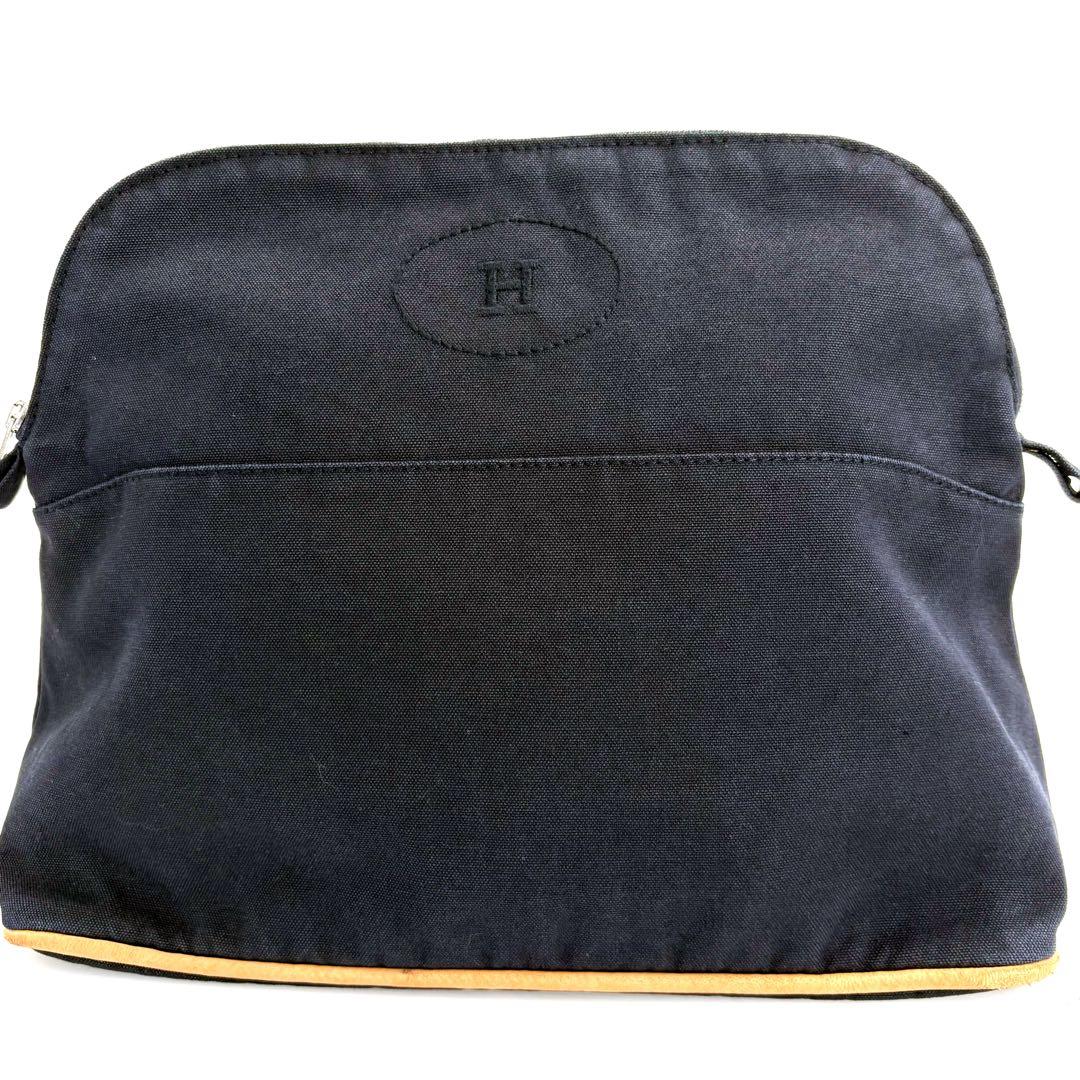 ✨希少✨HERMES エルメス 　ボリードポーチGM　ネイビーコットンキャンバス