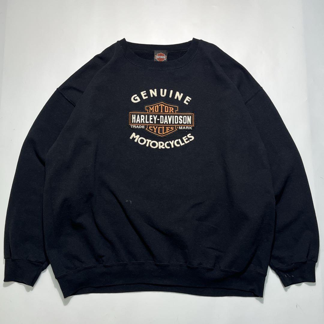 ハーレーダビッドソン スウェット XL 黒 バー&シールド ワッペン 7349