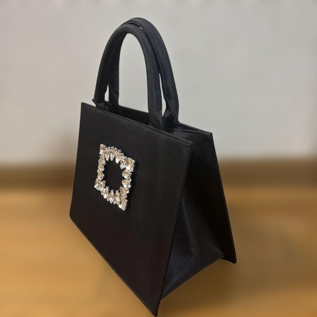 極美品✨シャルマントサック　ビジュー装飾付き　黒ハンドバッグ　パーティ入学式