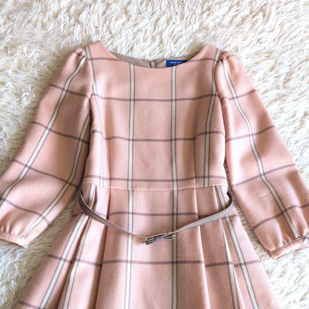 ✨可愛い✨ブルーレーベルクレストブリッジベルト付きウールワンピース38