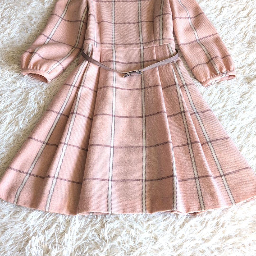 ✨可愛い✨ブルーレーベルクレストブリッジベルト付きウールワンピース38