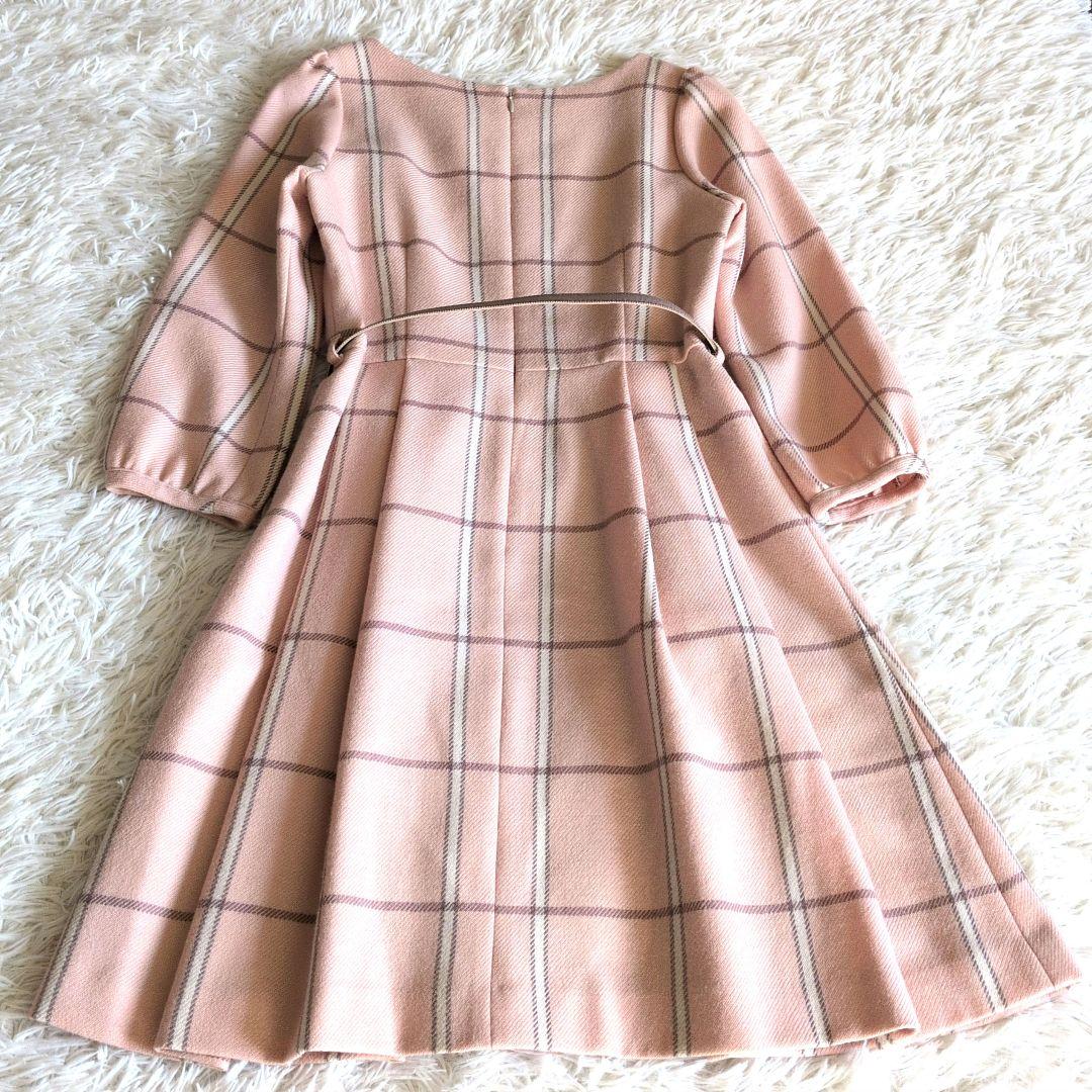 ✨可愛い✨ブルーレーベルクレストブリッジベルト付きウールワンピース38