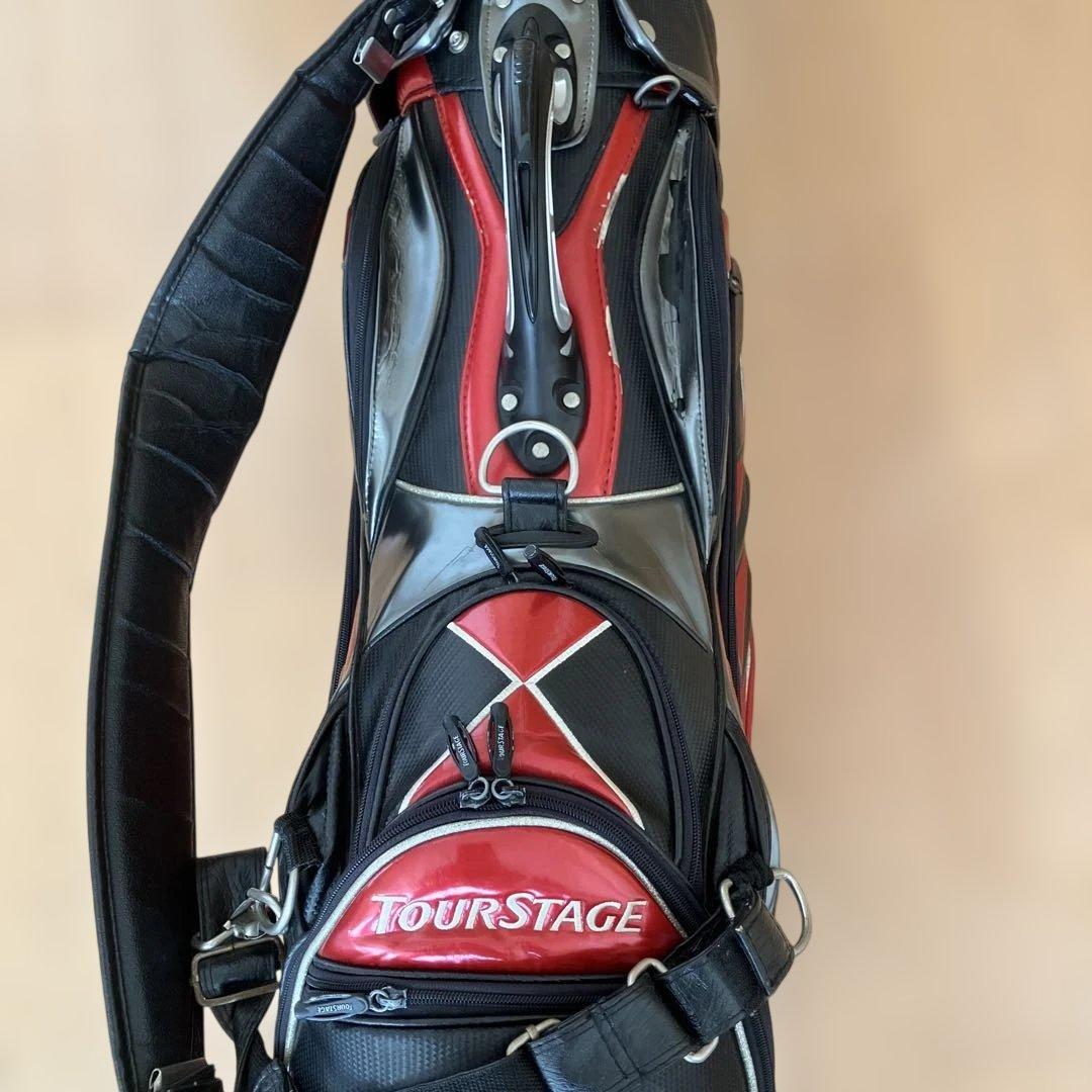 【希少】TOURSTAGE プロ仕様レプリカ　ゴルフバッグ 赤黒