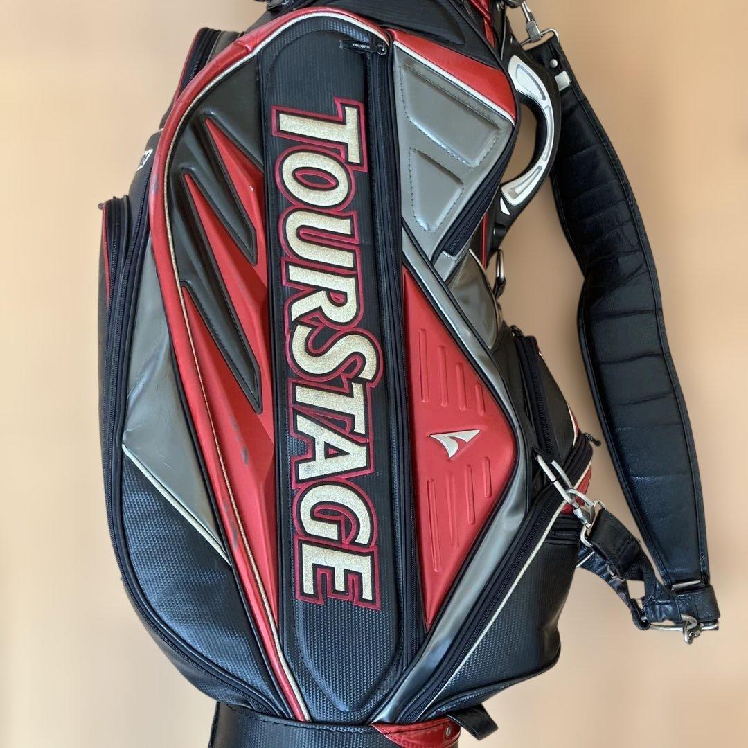 【希少】TOURSTAGE プロ仕様レプリカ　ゴルフバッグ 赤黒