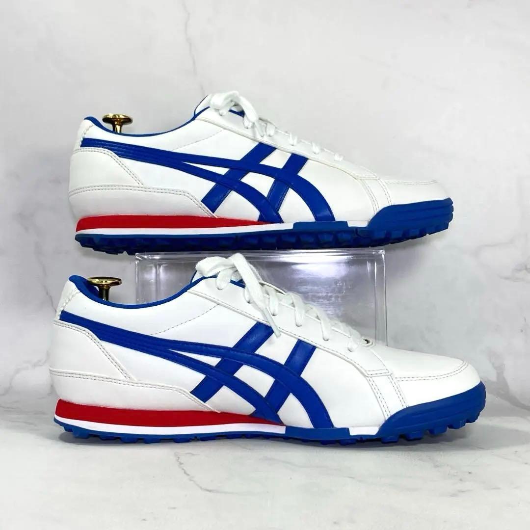 asics ゲルプレショットクラシック3 ゴルフシューズ 25㎝ 白/青/赤