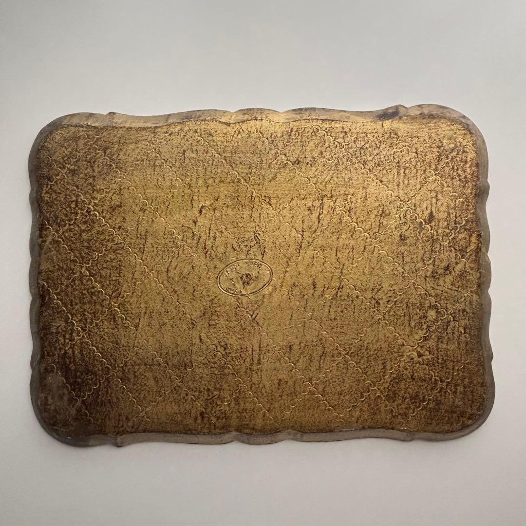 【花リム】木製 インテリア トレー 金彩 フィレンツェ 工芸品 アンセミオン