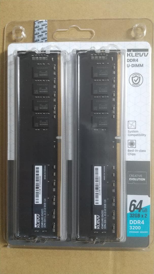 KLEVV DDR4 3200 64GB (32GB x 2) Klevv 32GB DDR4 3200Mhz Non ECC