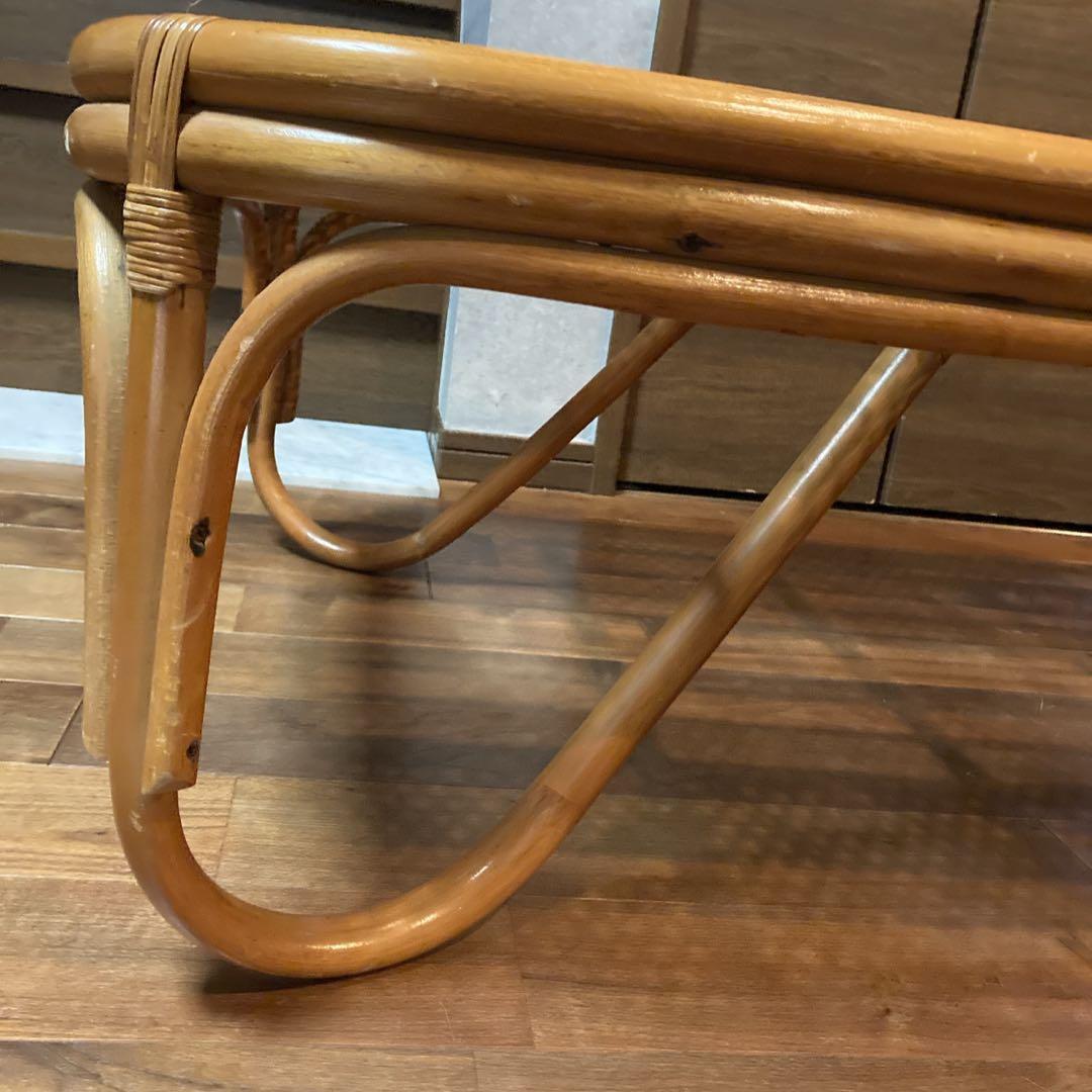 美品✨　籐 ラタン ガラスローテーブル センターテーブル 古民家 古家具