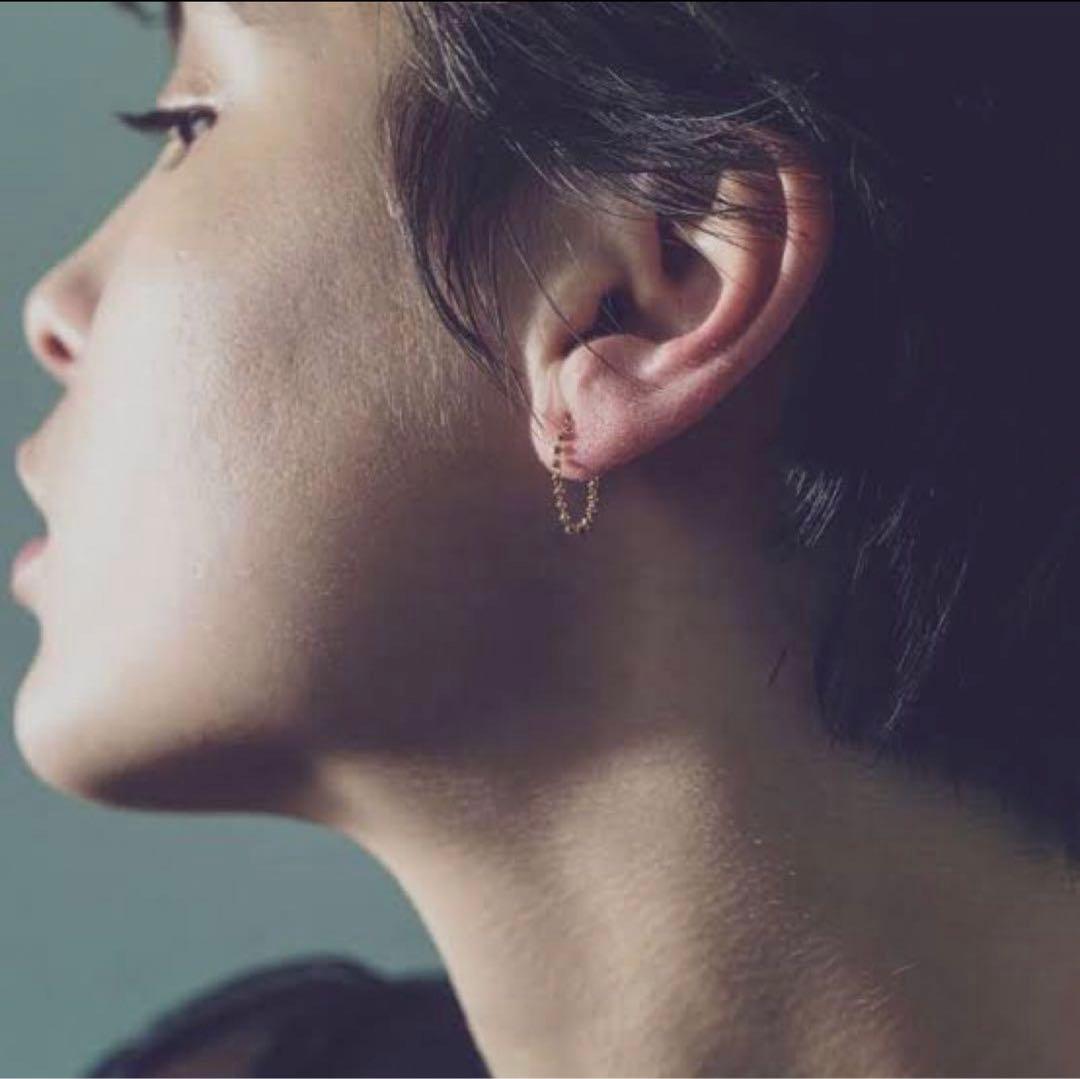 ete エテ グレイン フープ ピアス k18 片耳