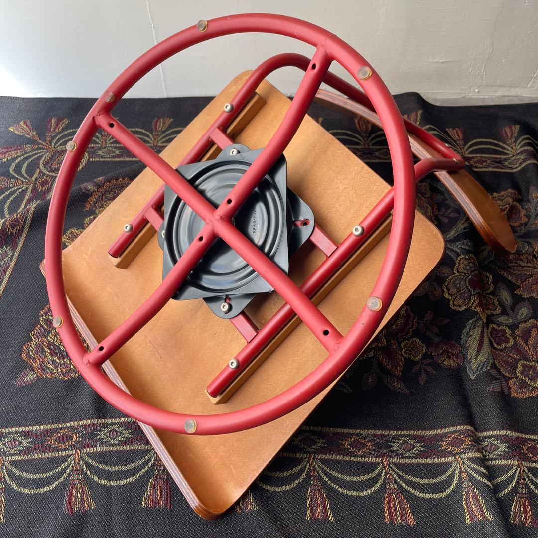 木製　ローラウンドチェア　スクールチェア　回転座椅子　ヴィンテージ　スチール