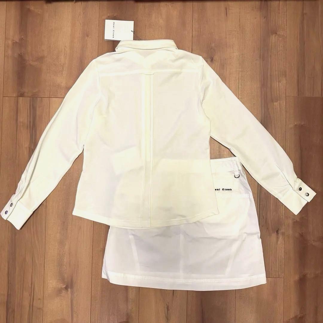 ヒールクリーク 長袖ポロシャツ スカート セットアップ ホワイト