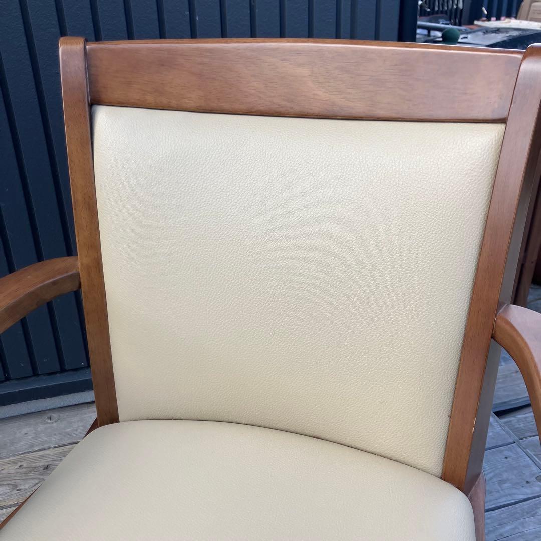 ③ 北欧レトロ 丸栄木工所 天然木製 回転式椅子 アームチェア ダイニングチェア