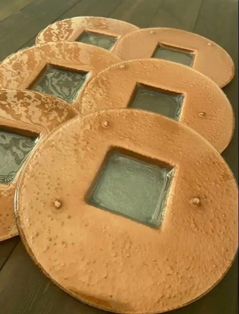 【】超レア グラススタジオ 円形皿 8枚セットバラ売り可