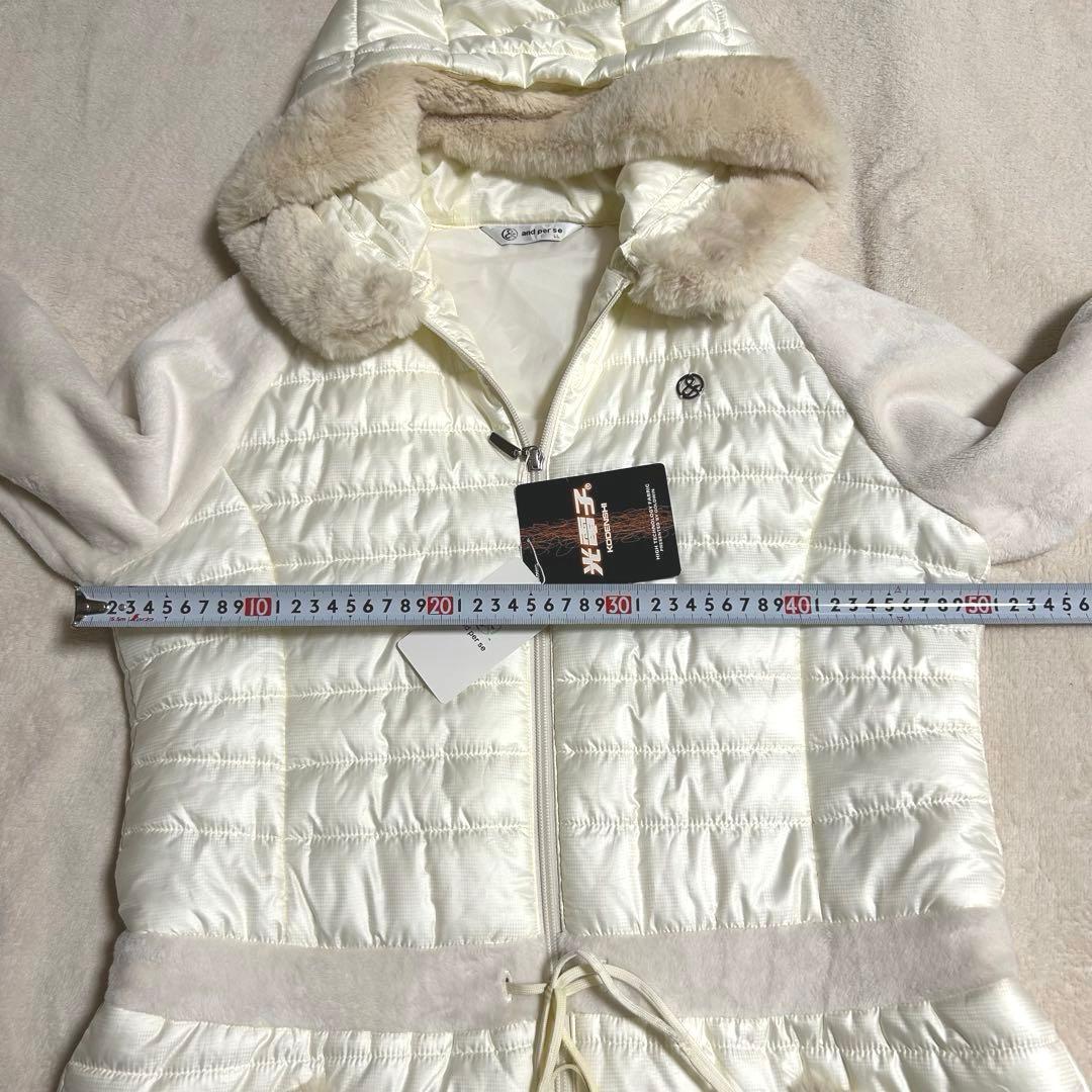 【新品タグ付】【訳あり品】and per se フード付中綿ワンピース ゴルフ