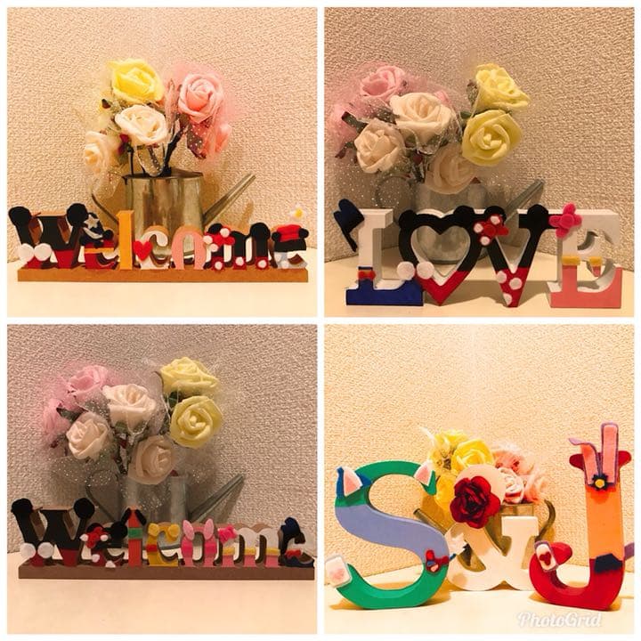 イニシャルオブジェ インテリア ディズニー風 love welcome 玄関に