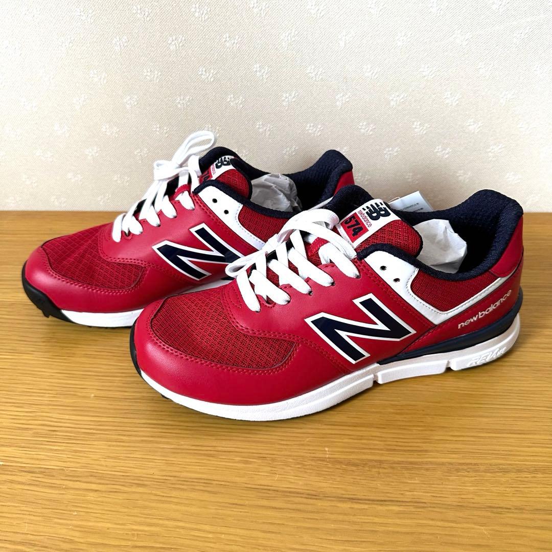 新品【ニューバランス】ゴルフシューズ574 24.5cm 赤 レッド - メルカリ
