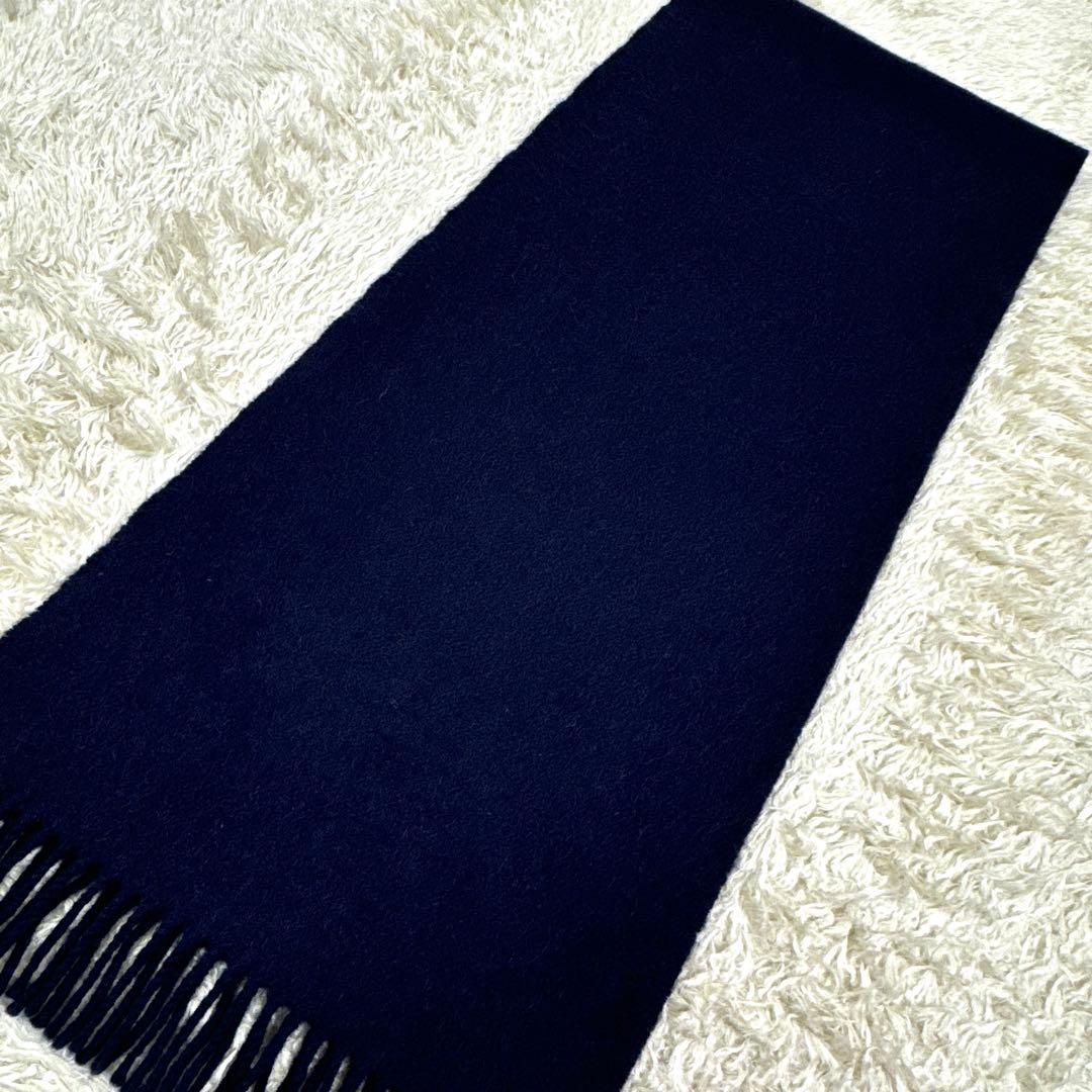 dunhill✨スコットランド製 カシミヤ100% ロゴ刺繍 ネイビー マフラー