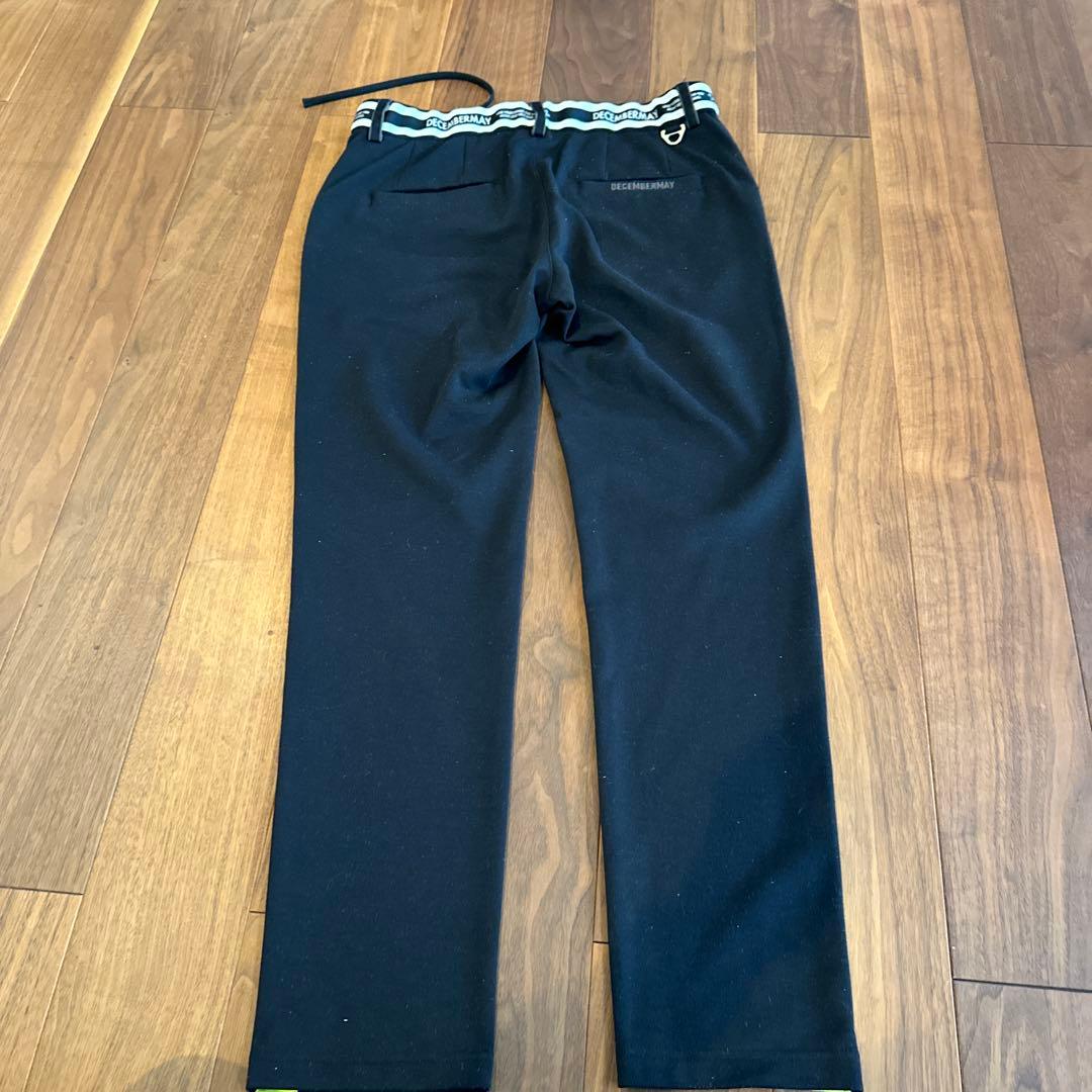 DECEMBERMAY ストレートレッグパンツ ブラック/ネオンイエロー