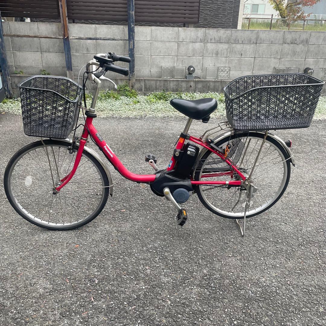 Panasonic 電動アシスト自転車　バッテリー良好　赤