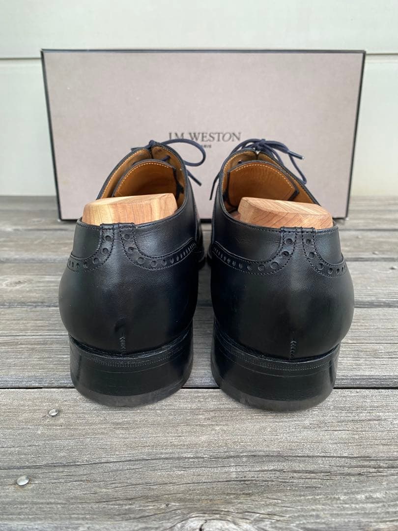 J.M.Weston 666 ブラック 7.5D 26cm クォーターブローグ